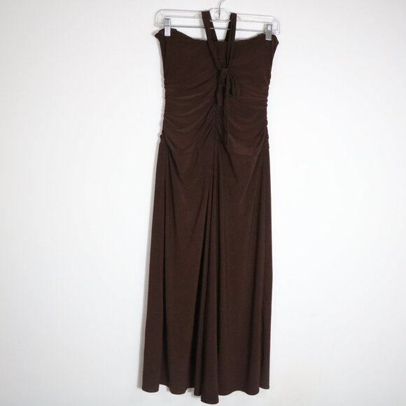 B. Smart Vintage Y2K Gaucho Halter Wide Leg Crop Jumpsuit Womens 10 Brown Shell - Picture 6 of 6